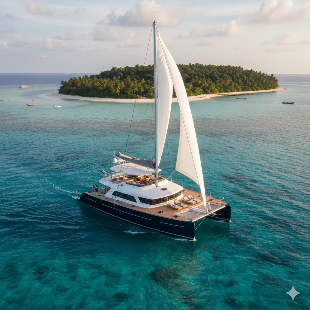 Luxury sailing catamaran yacht
